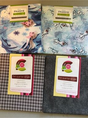 Disney Frozen II Blue & Gray Cotton Fat Quarter Fabric Bundle